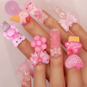 Lolita Gyaru Coquette Easter Bunny Easter Kawaii Pastel Goth 24 Coffin Nails